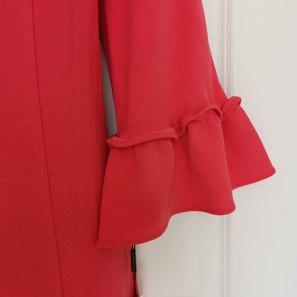 CALVIN Klein shift dress bell sleeve flounce hem coral size 10 NWT - Picture 8 of 12